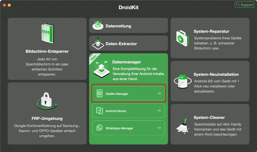 DroidKit - Datenmanager - Geräte-Manager
