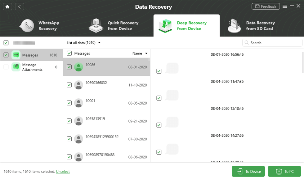 Preview and Select Messages to Retrieve