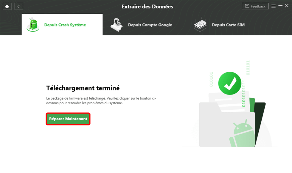 Fin de téléchargement du firmware