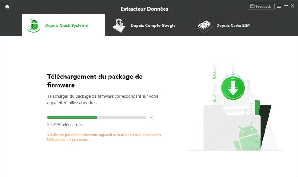 Téléchergement du firmware en cours