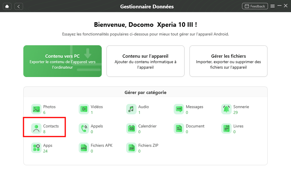 Contacts sur Android