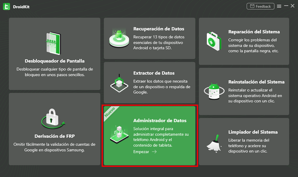 En la interfaz inicial de DroidKit it 