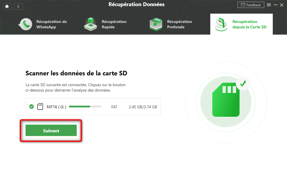 Écran avec dossier vert et bouton rouge