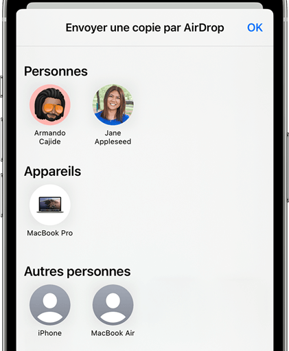 Envoyer Photos iPhone via-Airdrop