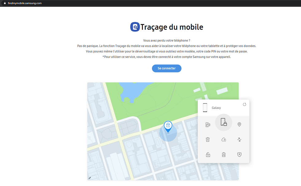 Accès au service Find My Mobile