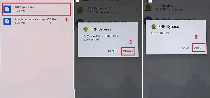 Installation de FRP Bypass Apk