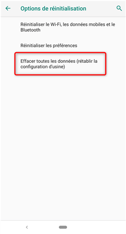 Lancement de la réinitialisation du Huawei