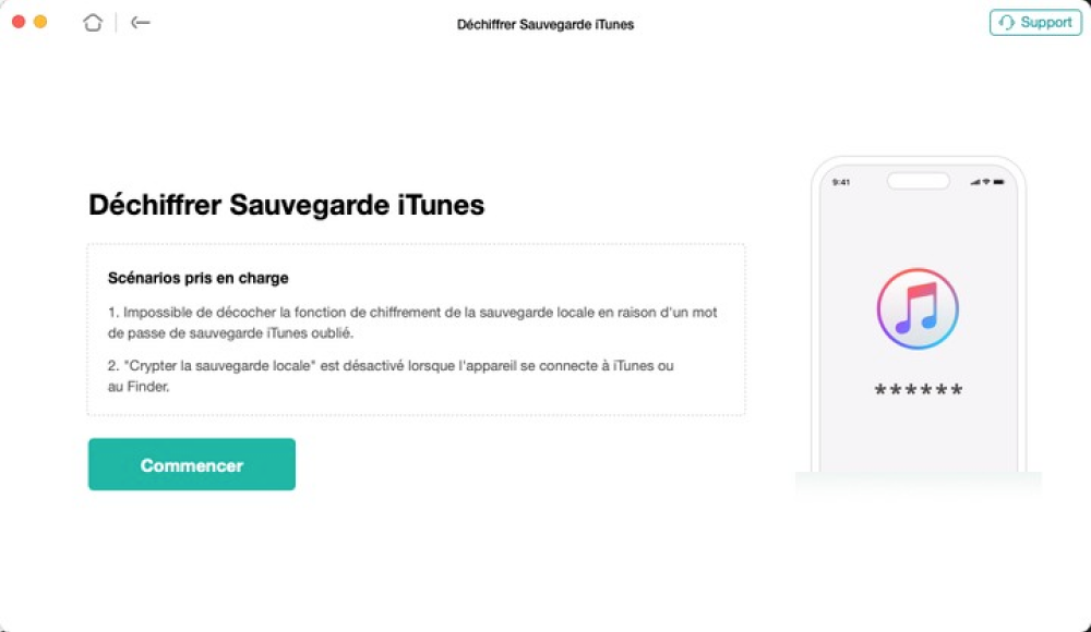 Téléphone avec description de lapplication