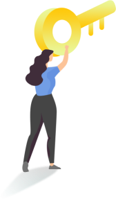 Woman holding golden key