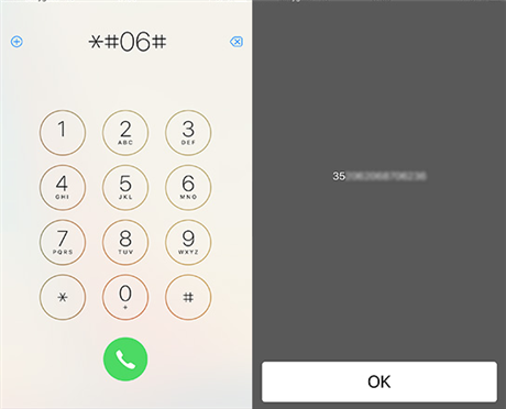Saisissez *#06# pour avoir l'IMEI