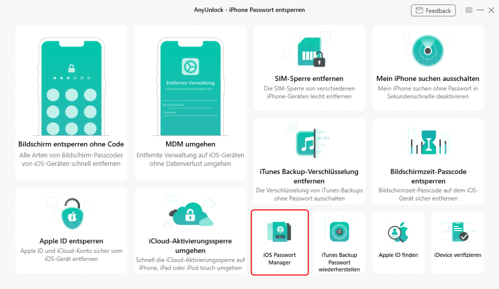 AnyUnlock - iPhone Passwörter verwalten - iOS Passwort Manager