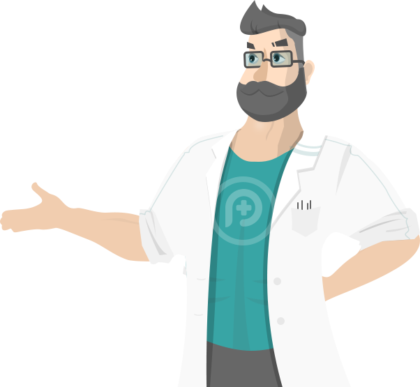 Homme barbu en blouse de laboratoire