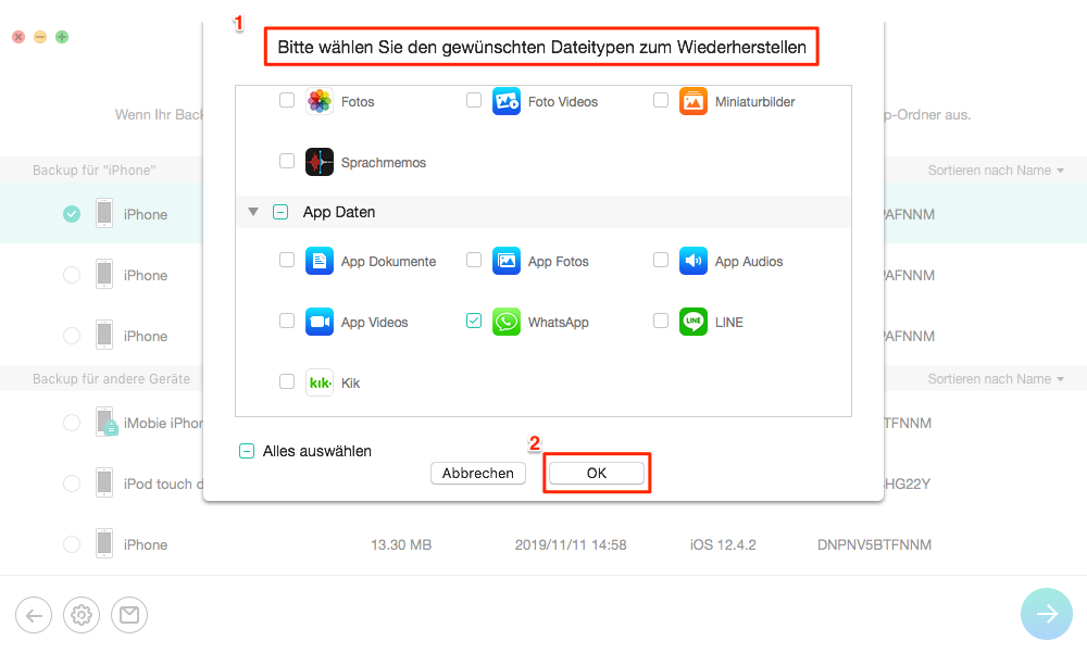 Backup vom iPhone wiederherstellen – Schritt 3