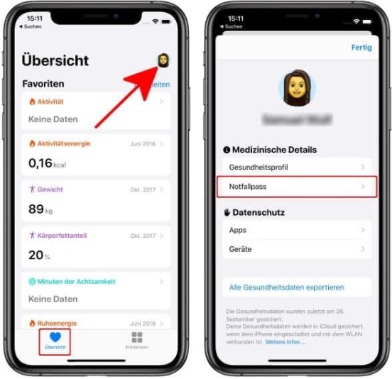 iphone notfallpass