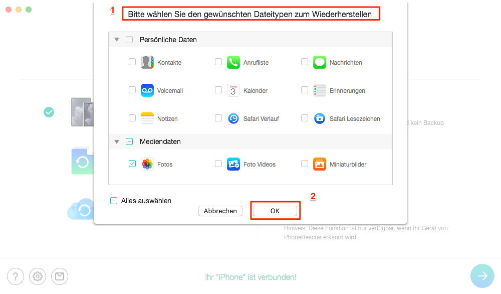iPhone Daten retten nach wiederherstellung - Schritt 3
