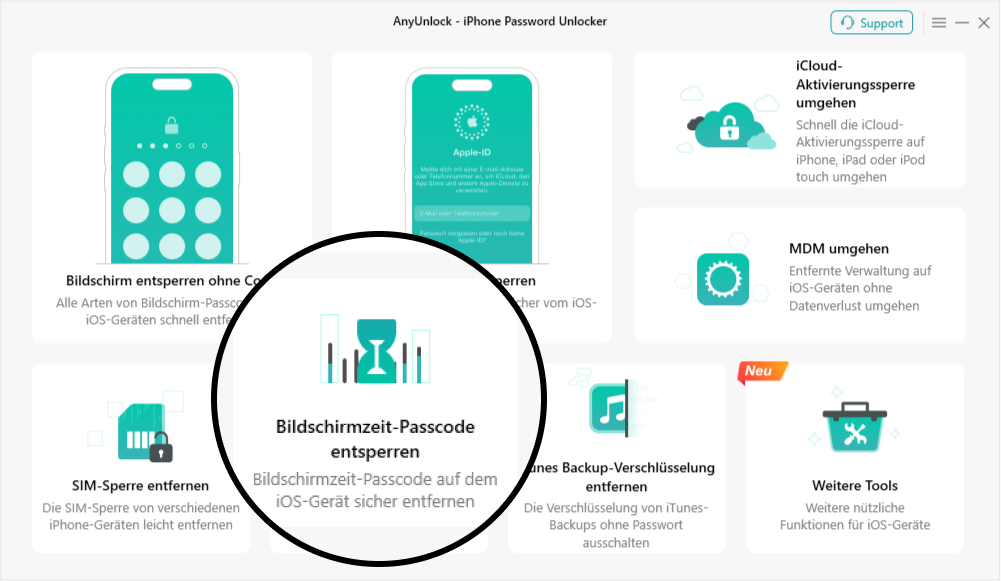 Telefon-Screenshot mit Symbolen