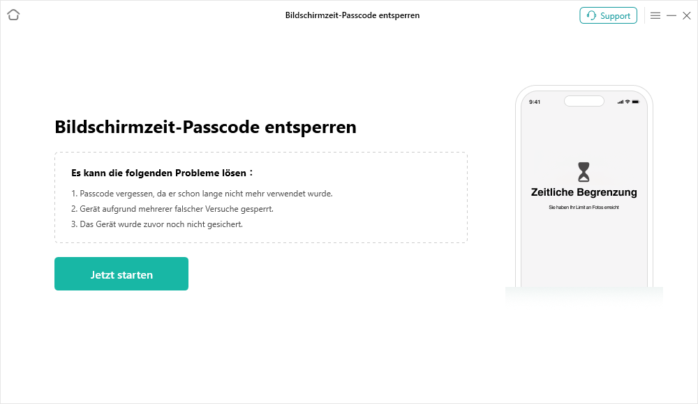 Telefon-Screenshot mit Beschreibung