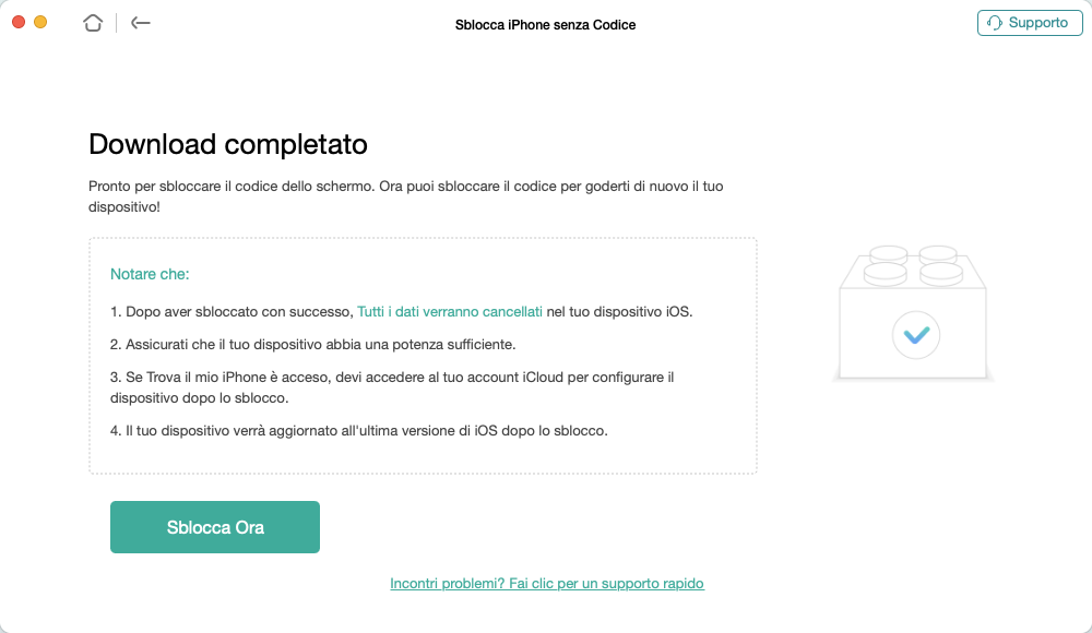 screenshot del telefono con messaggio di download