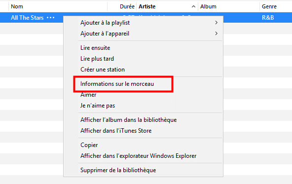 Information sur le morceau
