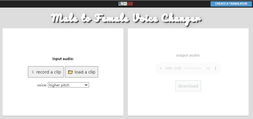 LingoJam modifie la voix de l'homme en femme