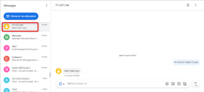 Lire SMS sur PC via Google