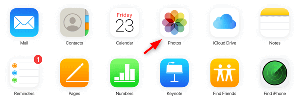 تسجيل الدخول على iCloud وتحقق من الصور