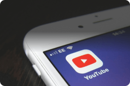 Phone with YouTube logo on screen