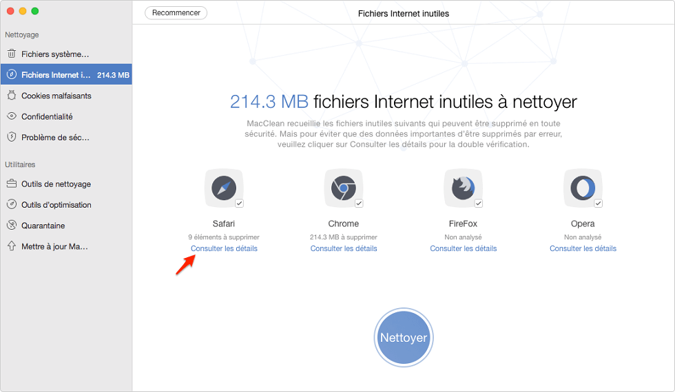 Vider le cache sur Mac avec l'aide de MacClean 
