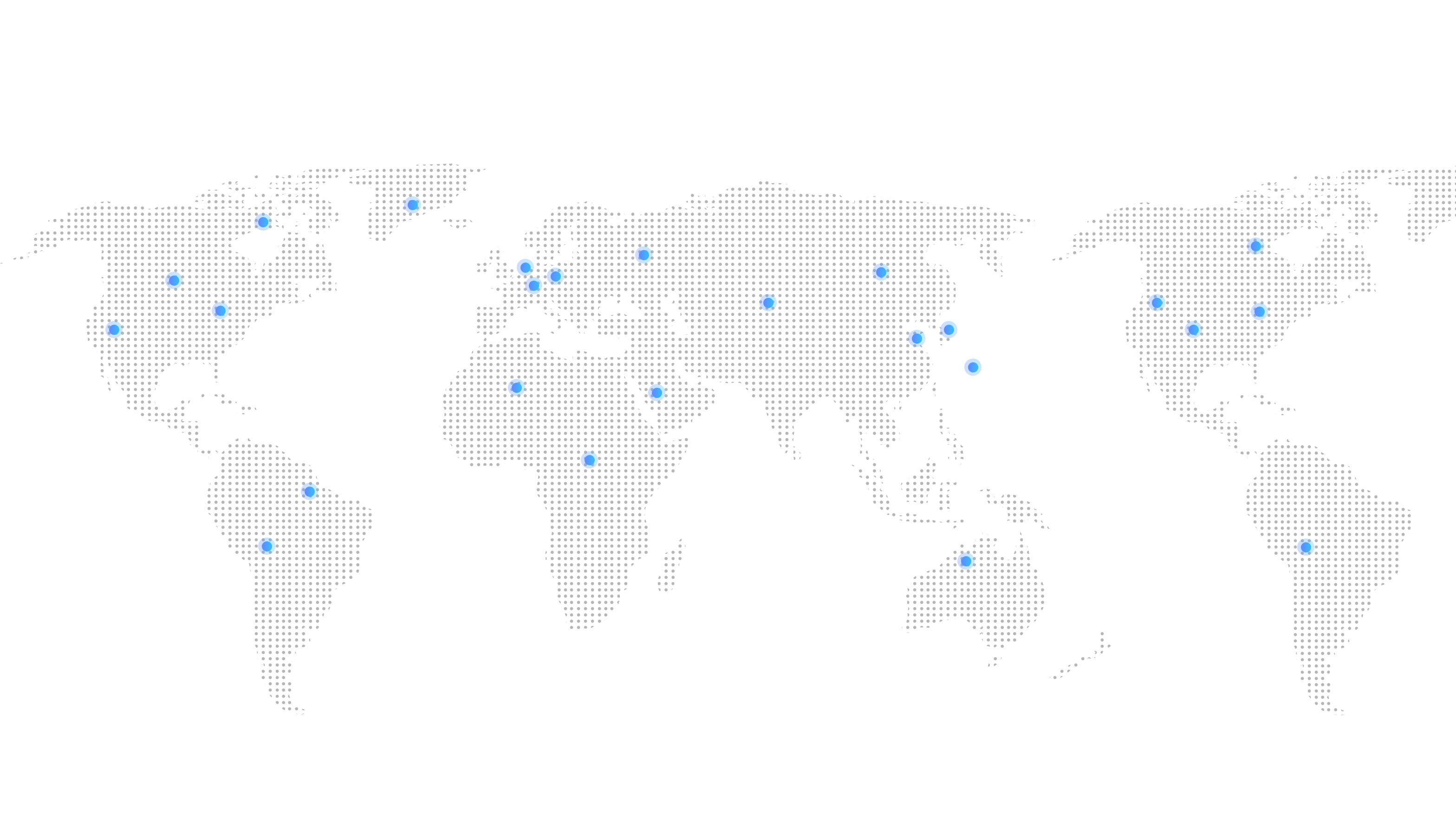 World map with blue dots