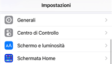 menu impostazioni generali iphone