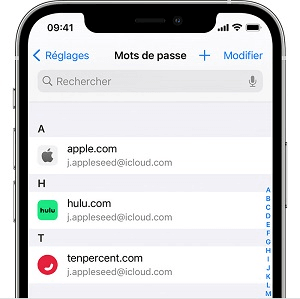 Mots de passes enregistrés