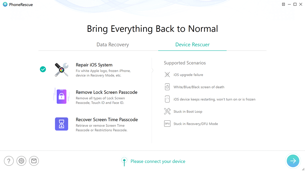 Click Device Rescuer and Choose Repair iOS System