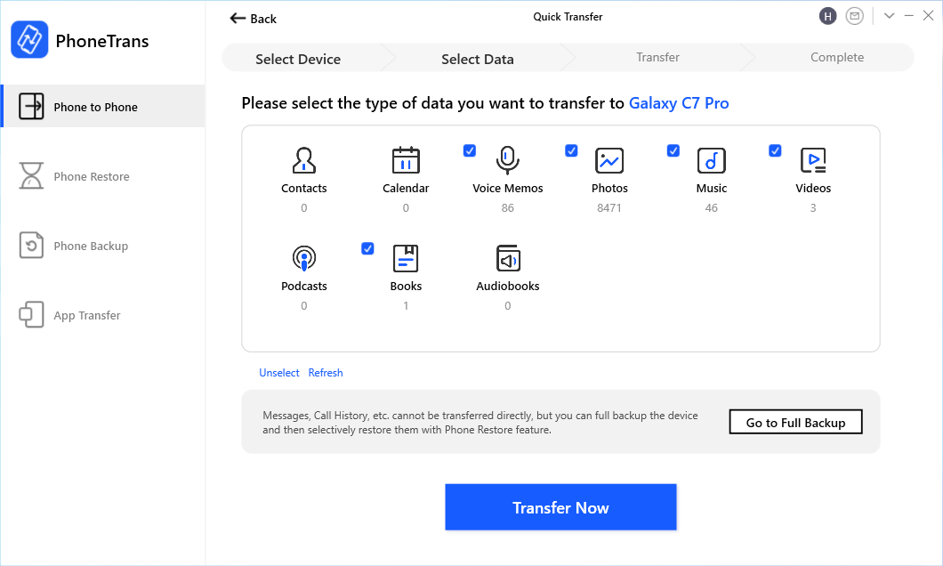 Select Any Data from Huawei to Samsung