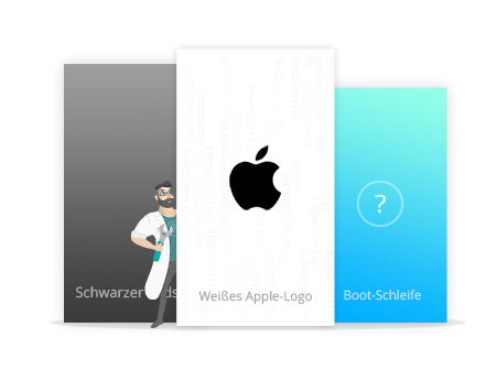 Mann neben Apple-Logo