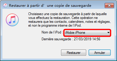 Sauvegarde d’iTunes