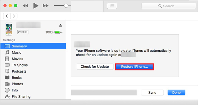Restore iPhone using iTunes