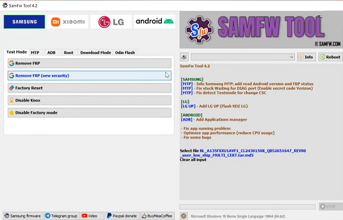 SamFW FRP Tool