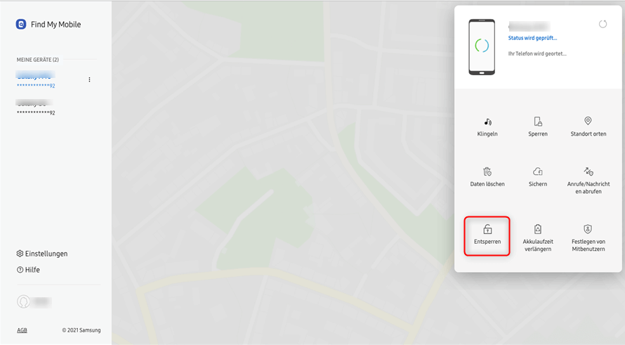 Samsung - Find My Mobile - entsperren