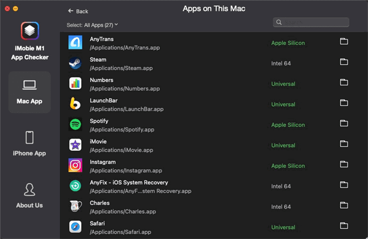 Different Status Shows that If Apps are M1 Ready