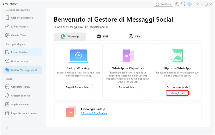 scegli da google drive backup