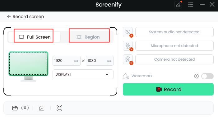 Select Full Screen or Region