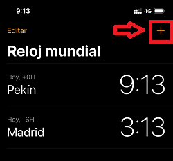 Pulsa el icono “+” en la parte superior derecha