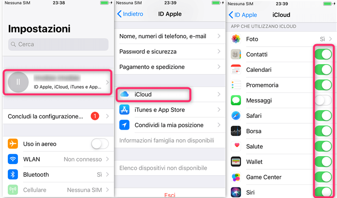 Trasferire dati da iPhone a iPhone con la sincronizzazione iCloud