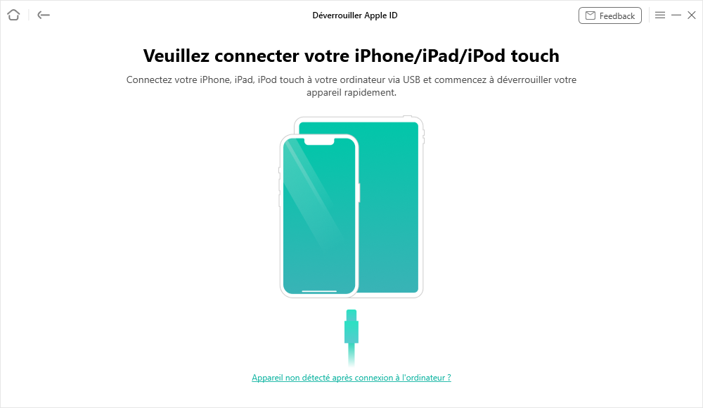 Connectez votre appareil iOS à l'ordinateur avec un câble USB