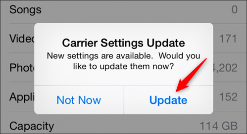 Update Available Carrier Settings