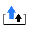 Blue upward arrow on black background
