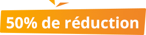 Signe de réduction de 50 %