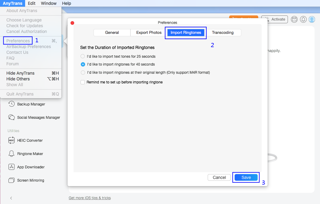Set Preferred Length of Ringtone on Mac Computer