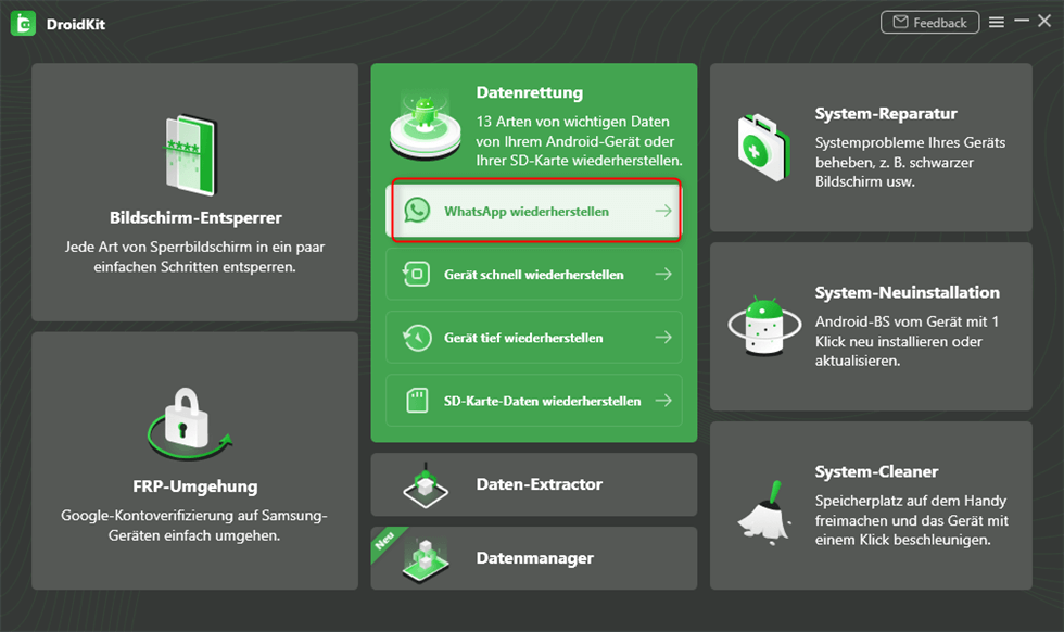 WhatsApp wiederherstellen wählen
